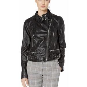 NWT Free People Faux Vegan Leather Motorcycle Jacket Biker Black Fenix Large